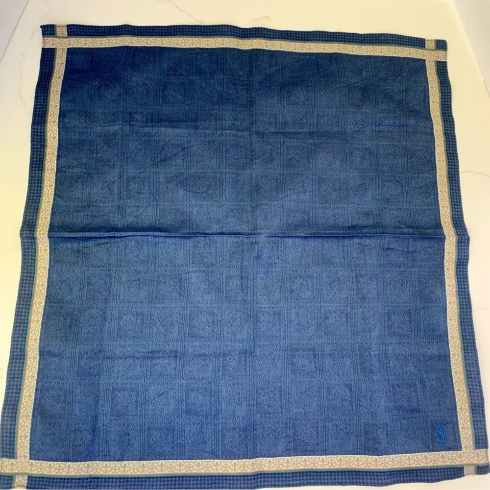 YSL Vintage Cotton Scarf, 17 x 17 inches. EUC. - Picture 2 of 2